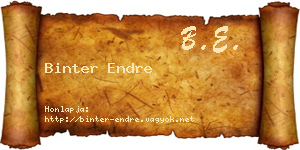 Binter Endre névjegykártya